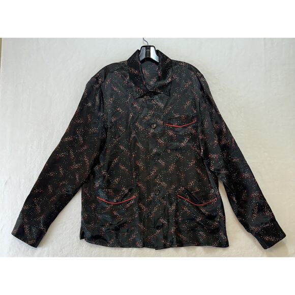 Bottega Veneta Black Pixel Pattern Pyjama Shirt Mens 50/M Graphic Silk Blend - Picture 3 of 16